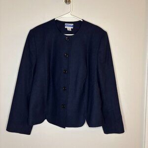 PENDLETON 100% Virgin Wool Lined Blazer Navy 20W Plus Round Neck Buttons Vintage